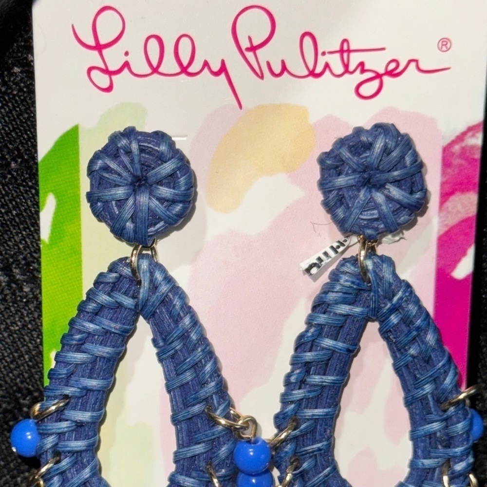 Lilly Pulitzer Blue Statement Earrings - Picture 3 of 5